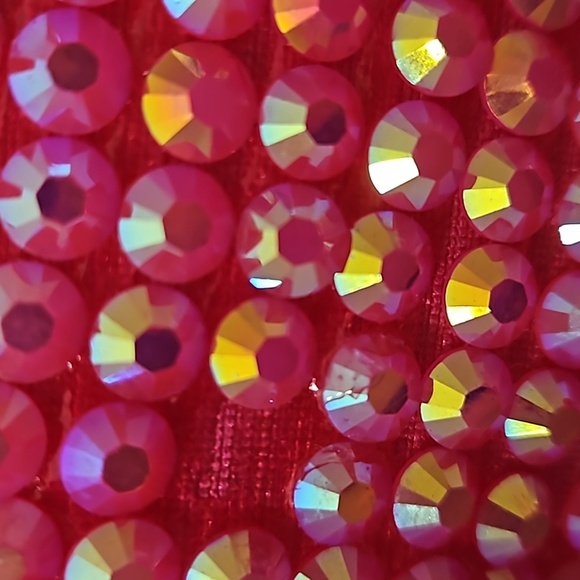 Metallic Shiny Pink & Iridescent Rhinestone Studded Cap Hat Adjustable Stap NWOT - Picture 8 of 9